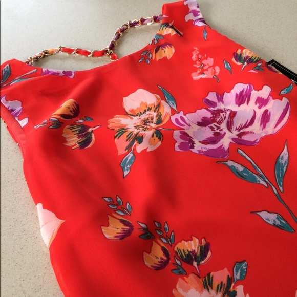 NWT MSK orange floral sheer dress - Picture 2 of 5
